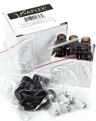 Vista 3 de Vivaplex, 6, ámbar, botellas de vidrio con a bolilla con bolas de acero inoxidable de 0.33 onzas líquidas - gotero de 0.16 onzas líquidas incluido