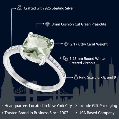 Vista 52 de Gem Stone King Anillo de compromiso de plata de ley 925 con piedra preciosa de corte cojín de 0.315 in Anillo de compromiso de aniversario de boda