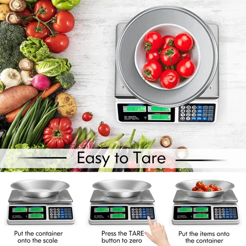 Vista 3 de S AFSTAR Báscula de computación electrónica de precios, báscula de pesaje de frutas y verduras de alimentos, 66 libras, batería recargable