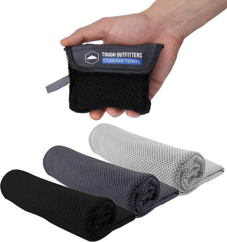 Vista 9 de Toalla de Enfriamiento Tough Outdoors - Toallas de Enfriamiento para Cuello y Cara - Envoltura de Hielo y Paño de Sudor para Camping, Gimnasio, Yoga
