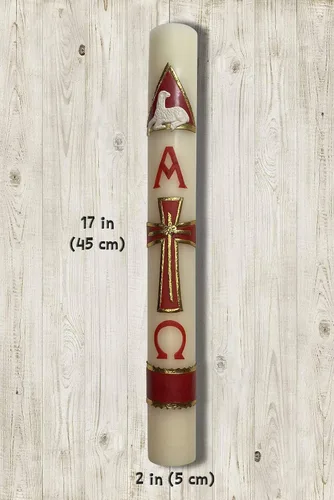 Vista 3 de Grande 18in (45cm) Vela Pascual Cirio Cuaresma Pascual Semana Santa Semana Santa