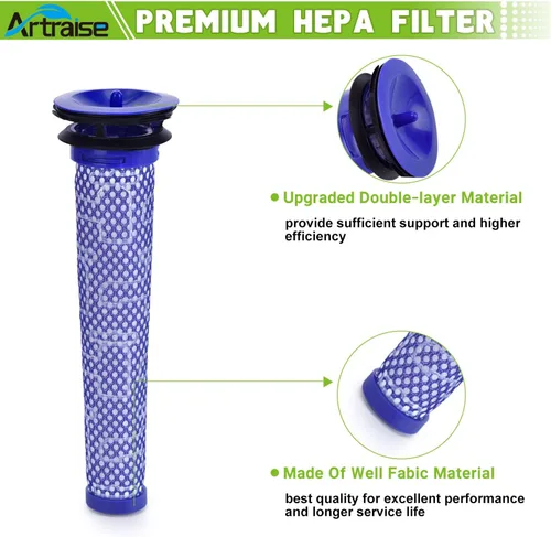 Vista 6 de Artraise Filtro de vacío de repuesto para aspiradora Dyson V6 inalámbrica/aspiradora absoluta V6, paquete de 2 filtros HEPA post y 2 prefiltros