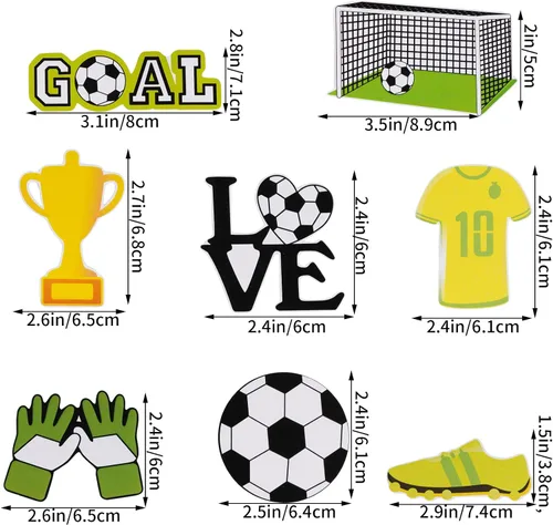 Vista 3 de Pistha 18 piezas de decoración de pastel de fútbol, decoración de balones de fútbol, figura de jugador de fútbol para fiesta de cumpleaños, fiesta