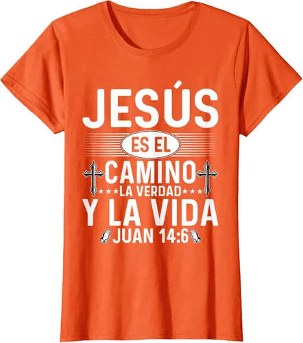 Vista 35 de Camisetas Cristianas en español Versículos Biblia Juan 14:6 Camiseta, Negro, S