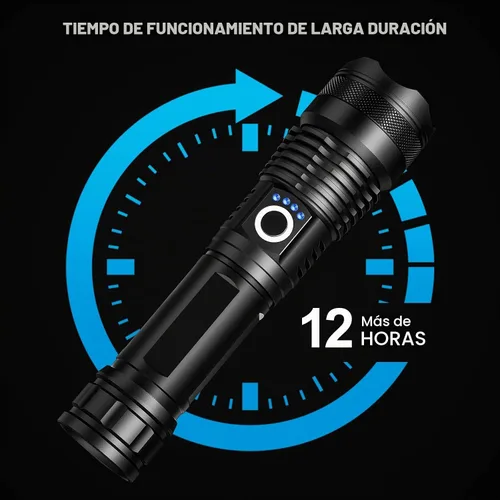 Vista 3 de Paquete de 4 linternas LED recargables de alto lúmenes, linterna súper brillante de 90,000 lúmenes, luz de flash potente ajustable con cable USB y 5