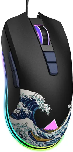 Vista 8 de Womier G706 Mouse Gaming USB con Cable para PC Computadora Windows Mac Portátil, Mouse Ligero Silencioso con Retroiluminación RGB con 12000DPI