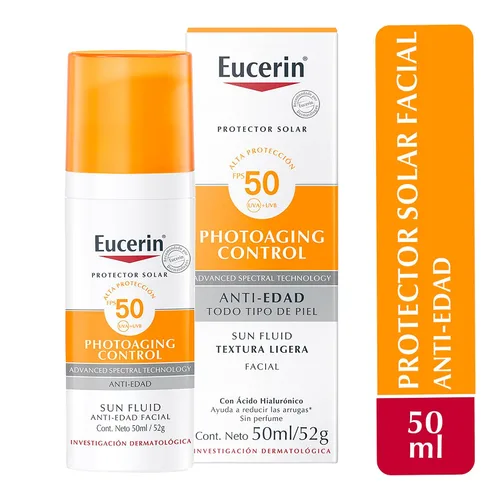 Vista 7 de Eucerin Protector solar facial anti edad con ácido hialurónico FPS 50+, Sol, 1.7 fl oz