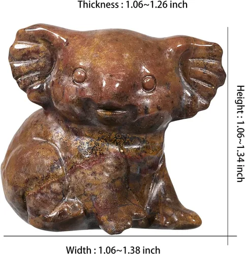 Vista 2 de Amogeeli Figura de koala de cristal curativo, escultura de animales de estatua de oso de koala tallada a mano para decoración del hogar y la oficina