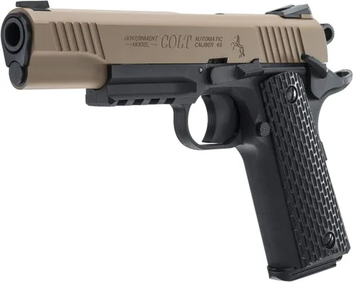 Vista 2 de Umarex Colt M45 CQBP Pistola de aire de metal Slide .177 BB CO2 pistola de aire semiautomática con 5 tanques de CO2 de 0.42 oz y Wearable4U paquete