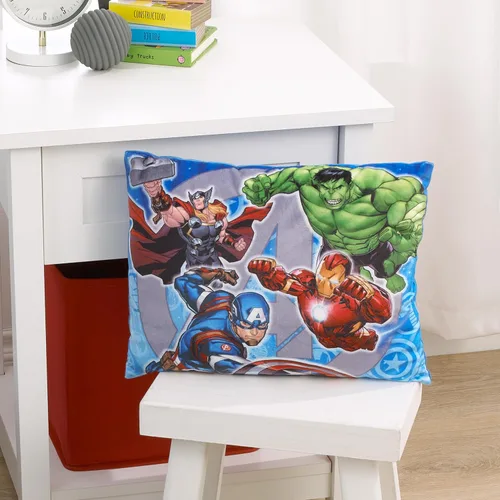 Vista 4 de Marvel The Avengers I Am A Hero - Almohada decorativa azul, verde y roja