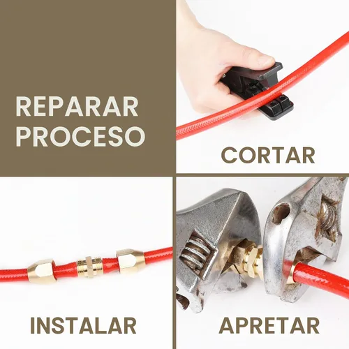 Vista 4 de Hromee 4 piezas de accesorios reutilizables de latón macizo para manguera de poliuretano PU de identificación de 1/4 pulgadas, accesorios