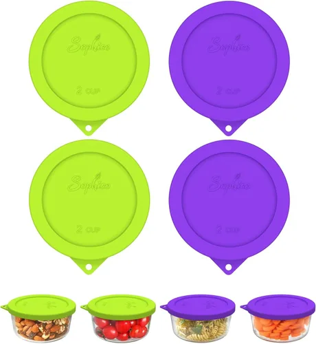 Vista 14 de Sophico - Tapas redondas de silicona para recipiente de almacenamiento de 2 tazas, reemplazo para Pyrex 7200-PC y cuencos de vidrio Anchor Hocking