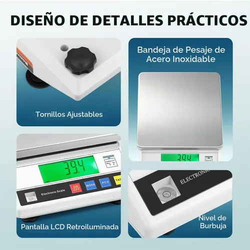 Vista 5 de Bonvoisin Báscula de laboratorio 22 lbs x 0.004 oz Balanza de conteo