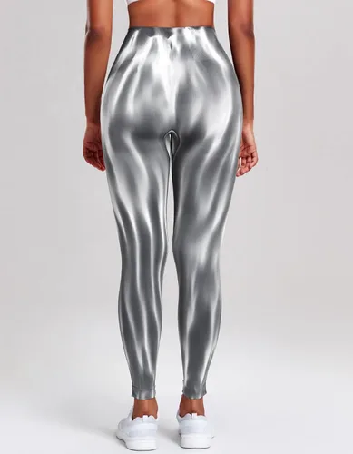 Vista 3 de FITTOO Leggings sin costuras con efecto de levantamiento de glúteos para mujer, teñido anudado, cintura alta, pantalones de yoga, entrenamiento
