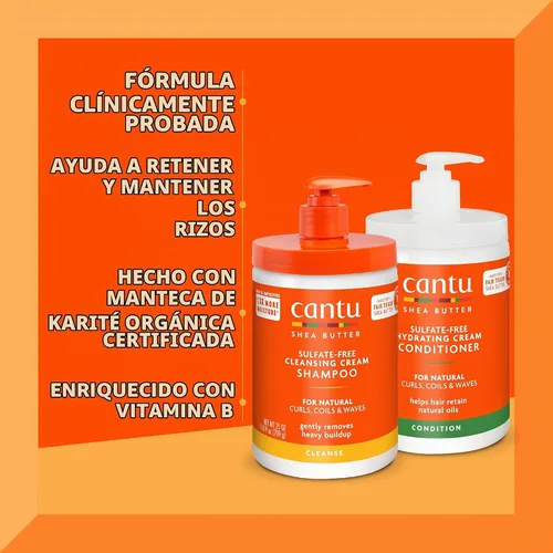 Vista 3 de Cantu Champú y acondicionador con manteca de karité para cabello natural, 25 onzas líquidas (paquete de 2)