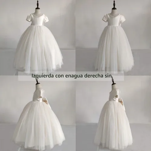 Vista 3 de Abaowedding Falda Inferior con 2 Aro para Niñas, Enagua Completa Elástica, Crinoline para Niños