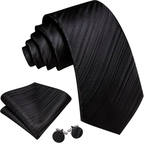 Vista 361 de Barry.Wang Juego de corbatas para hombre, corbata de seda a rayas, tejido a cuadros, gemelos formales, negocios, boda