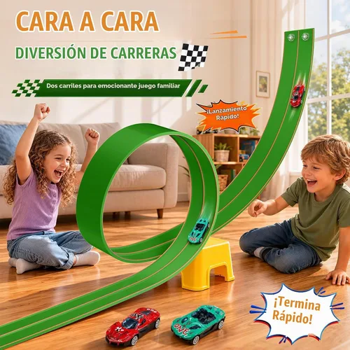 Vista 2 de TAEMVV Pista de carreras flexible para niños, juego de pistas de doble Lima
