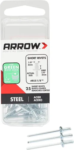 Vista 12 de Arrow RSA1/8IP - Remaches cortos de aluminio para metal, tela, cuero y reparación de automóviles, 1/8 pulgadas, paquete de 25