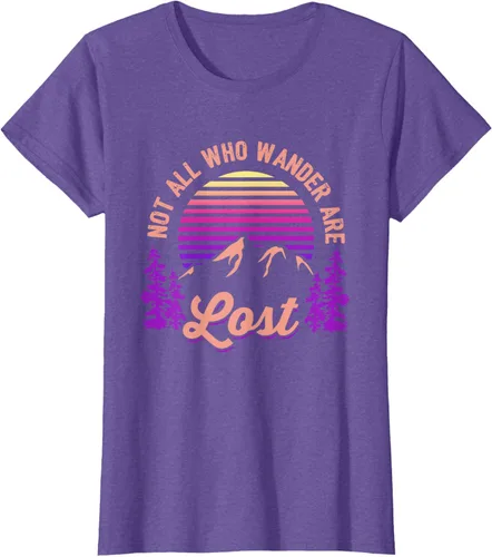Vista 22 de Not All Who Wander Are Lost Vintage Mountains - Camiseta de senderismo, Negro, S