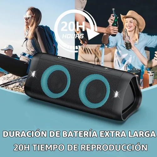 Vista 5 de DONOW Altavoz Bluetooth portátil 30W sonido estéreo, aumento de graves Negro