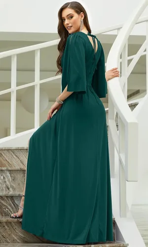 Vista 4 de KOH KOH Vestido largo para dama de honor, cóctel, noche, manga corta, para mujer