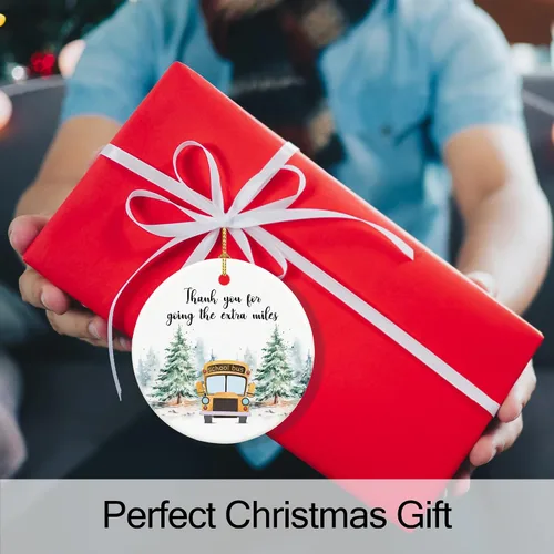 Vista 5 de Adornos de autobús escolar, regalos de conductor de autobús para hombres, mujeres, 2.9 pulgadas, cerámica de agradecimiento, regalo para decoración