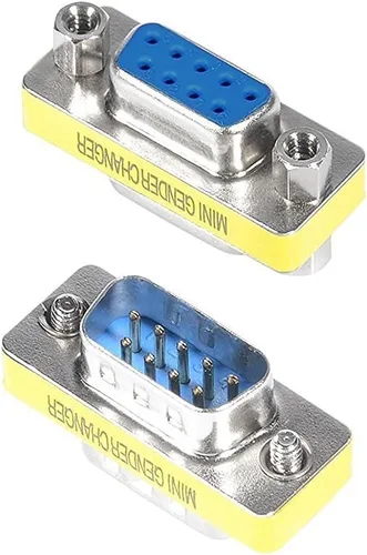 Vista 2 de Adaptador de cable serie RS232, DB9 de 9 pines hembra a hembra/macho a macho, conector de acoplador de cambiador de género, paquete de 4