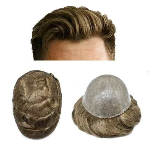 Vista 42 de Toupee - Sistema de pelo de poliuretano para hombre, repuesto completo de pelo de polietileno para hombres (8 x 10 pulgadas, 1 negro azabache)