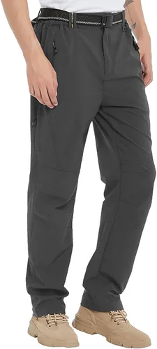 Vista 7 de TBMPOY Pantalones de senderismo y montaña, ligeros, impermeables, con cinturón, secado rápido, para hombres