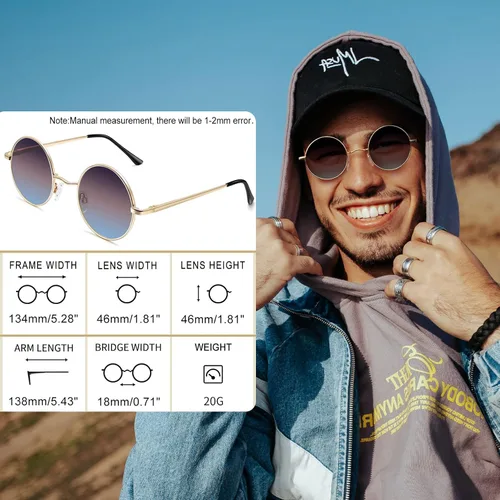 Vista 5 de Gafas de sol Joopin polarizadas, estilo Lennon, redondas, gafas de sol estilo hippy redondas para mujer y hombre