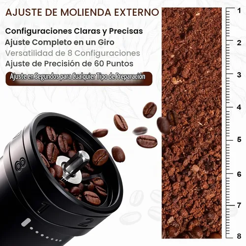 Vista 2 de Bshine Molinillo manual de grano de café con estuche de transporte, numérico externo ajustable, molinillo de café de manivela cónica mini molino