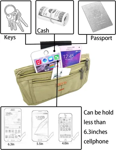Vista 48 de Bolsa de cintura ultrafino con ranuras c/visualización para tarjeta de crédito, para deportes, aire libre, correr, caminar, viajes.