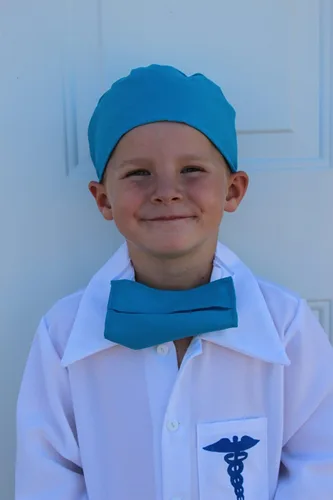 Vista 4 de Disfraz de médico azul para niños Ropa quirúrgica para niños, abrigo de médico para niños, disfraz de médico, vestido de médico, abrigo de médico