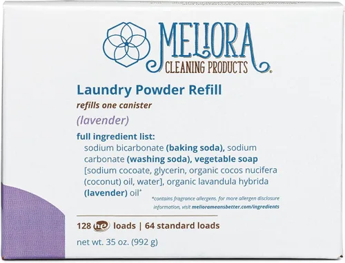 Vista 8 de Meliora Productos de limpieza Detergente en polvo para ropa (128 cargas HE), lavanda