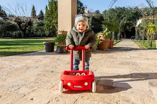 Vista 8 de Italtrike Roberto Baby Walker, juguete para bebé de empujar y tirar, aprender a caminar, niños pequeños, freno de seguridad, compartimento