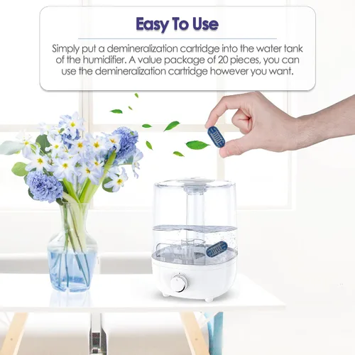 Vista 5 de Paquete de 20 cartuchos de desmineralización para humidificadores compatibles con Homedics Humidificador Filtro de agua para Homedics Humidificador