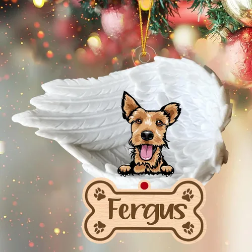 Vista 9 de Adorno de perro afgano de 1 ángel, adorno acrílico 2D personalizado conmemorativo para perros, regalo por pérdida de mascotas, regalo