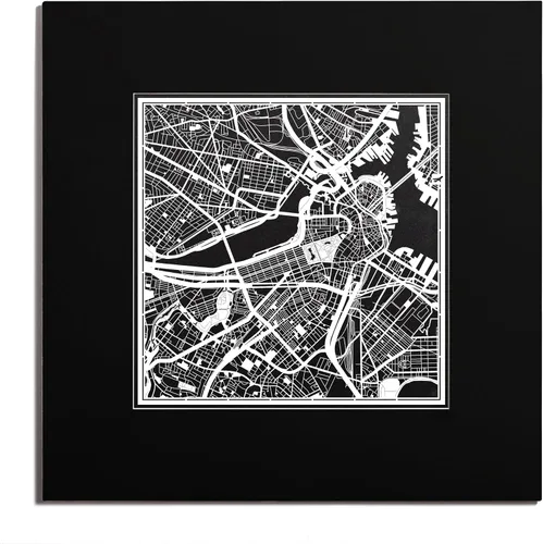 Vista 26 de O3 Design Studio San Diego, CA Paper Cut Map Matted Grey 20x20 in Paper Art