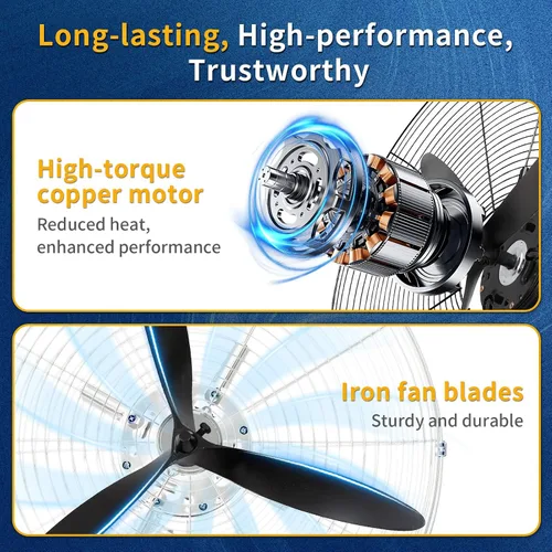 Vista 9 de 24 Inch Wall Mount Fan Oscillating, High Velocity Industrial Wall Fans