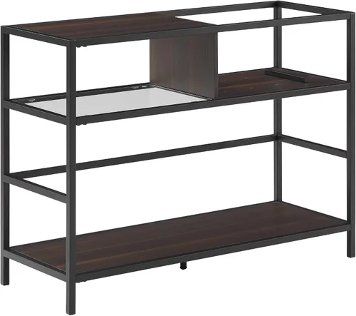 Vista 8 de Crosley Furniture Provo - Soporte para tocadiscos con almacenamiento para discos de vinilo, negro mate/marrón