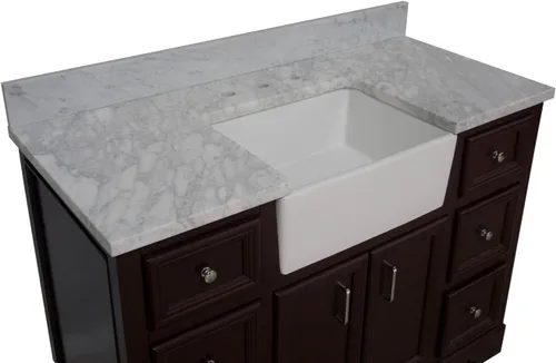 Vista 7 de Kitchen Bath Collection Zelda - Mueble de granja de 48 pulgadas (carrara/chocolate): incluye gabinete de chocolate con encimera de mármol italiano