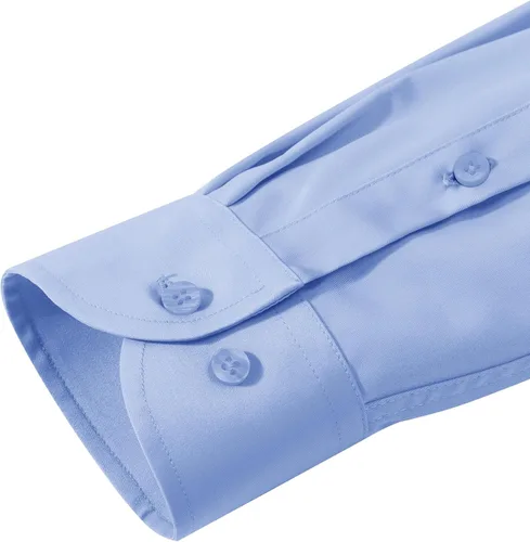 Vista 5 de Alimens & Gentle Camisas de vestir para hombre, manga larga, elásticas, sin arrugas, con botones