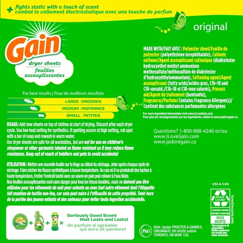 Vista 9 de Gain Hojas de secadora Plus Wrinkle Release, aroma original, 120 unidades, combate la estática con un toque de aroma, sábanas de lavandería