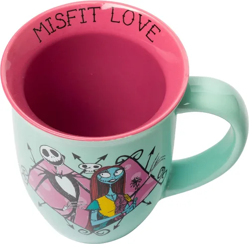Vista 3 de Silver Buffalo Disney Nightmare Before Christmas Jack and Sally Misfit Love - Taza de cerámica con borde ancho, 16 onzas