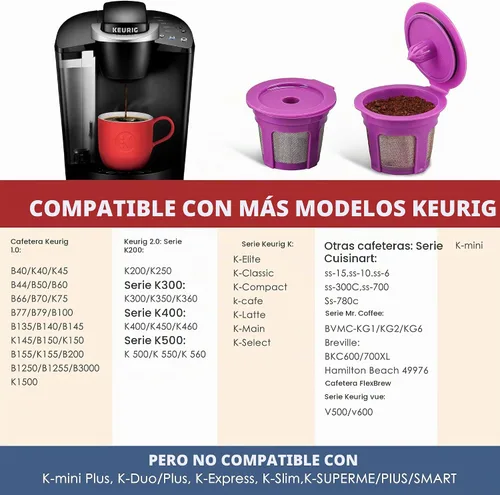 Vista 3 de Paquete de 4 filtros reutilizables K Cup, cápsulas de café universales Kcup para cafeteras Keurig1.0 y 2.0 Negro
