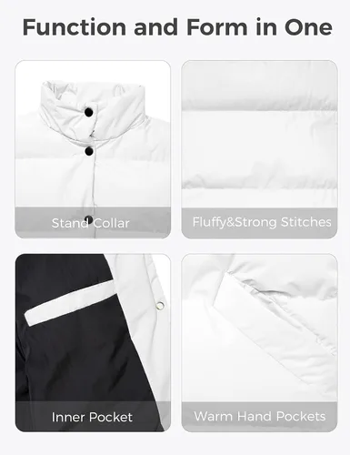Vista 6 de wantdo Chalecos acolchados para mujer, chaleco grueso de invierno, ropa de abrigo, chaleco acolchado cálido