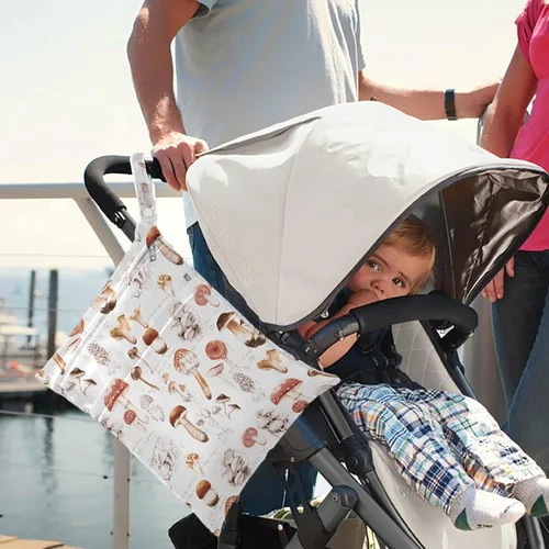 Vista 2 de visesunny Seta dibujada a mano, 2 bolsas húmedas con bolsillos con cremallera, lavable, reutilizable, espaciosa para viajes, playa, piscina, Multi51.