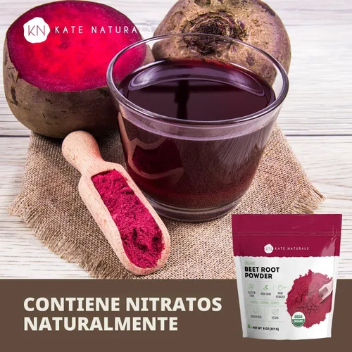 Vista 5 de Kate Naturals Polvo de raíz de remolacha orgánica para batidos, hornear y jugo. Superalimento de remolacha cruda y colorante alimentario rojo