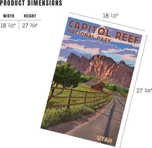 Vista 6 de Lantern Press Rompecabezas de 1000 piezas, Parque Nacional Capitol Reef, Utah, vista al granero, serie pictórica